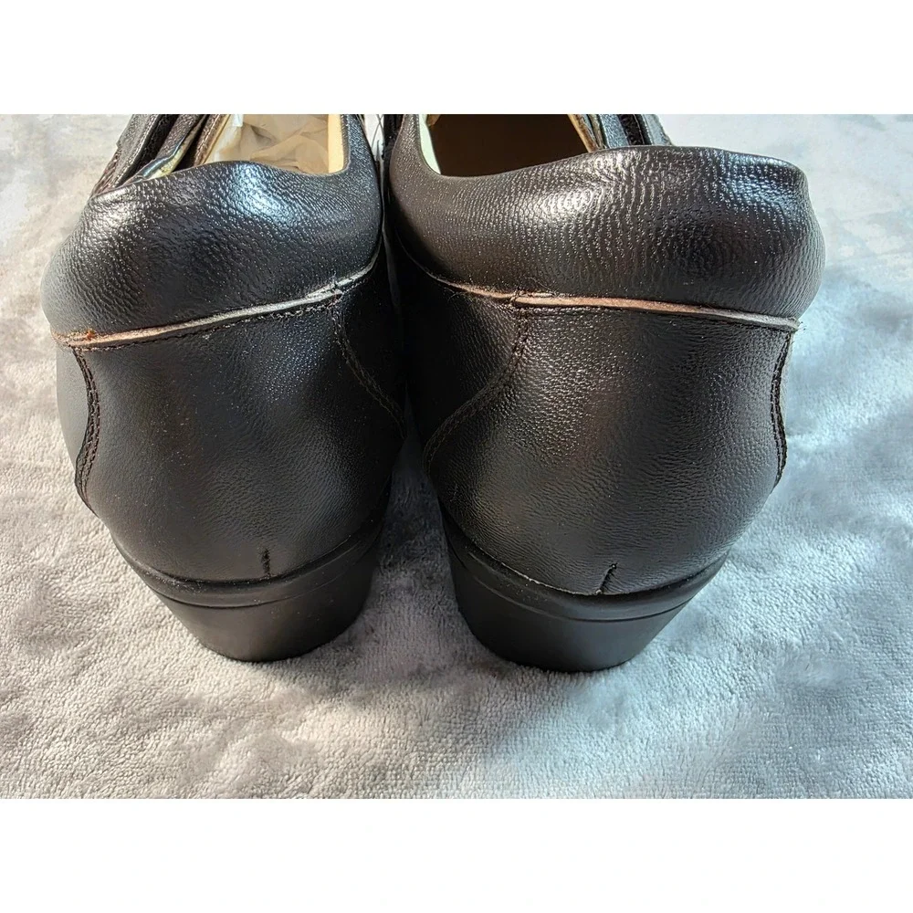 Hoopoe Dahlia Loafers Womens 11 Wide Brown‎ Leather Velcro Wedge Ortho-Line NEW